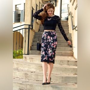 Express Floral Pencil Skirt